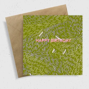 'Green Rain Happy Birthday' Greetings Card