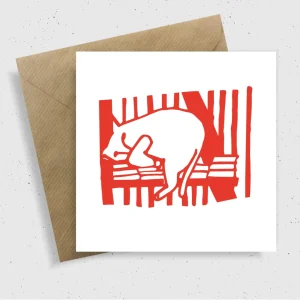 'Sleepy Cat' Greetings Card